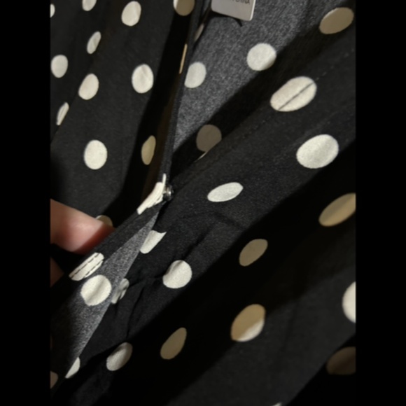 Dokuritu Polka Dot Midi Ruffled Wrap Dress Black/White Size L - NWT - Picture 4 of 16